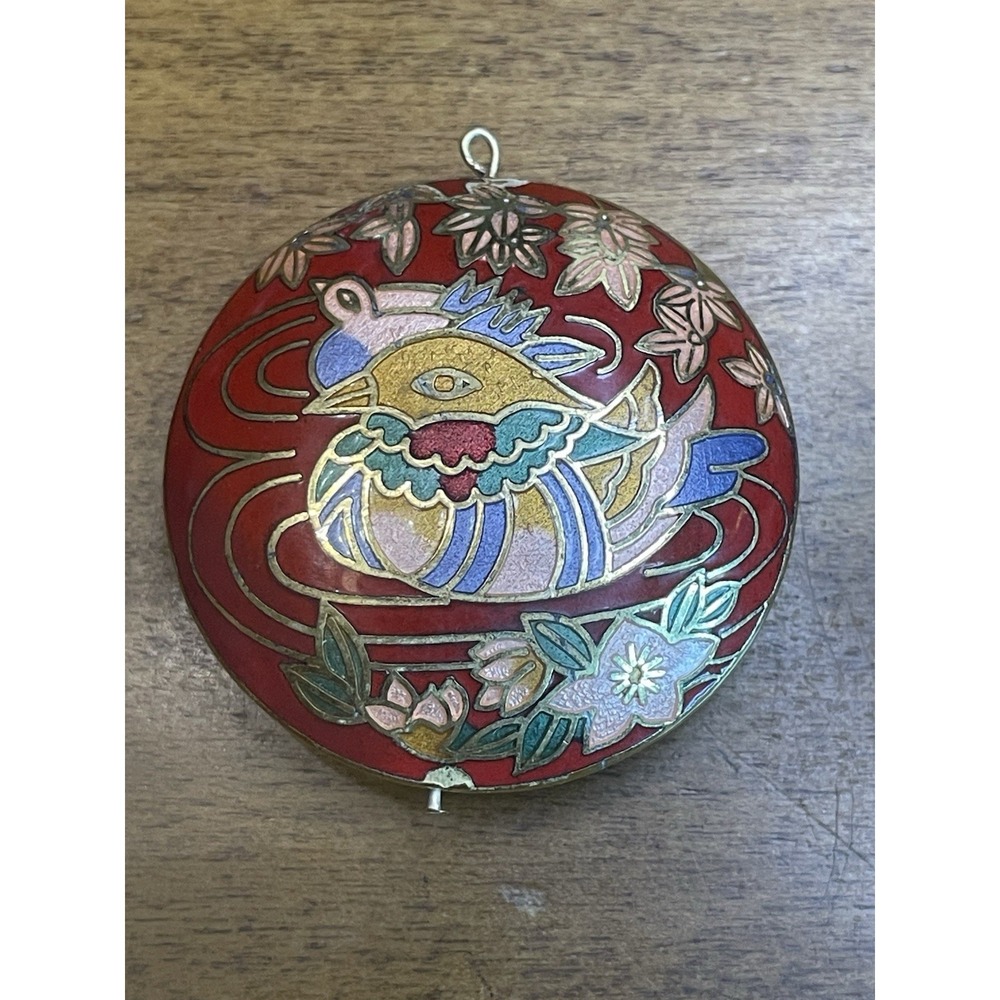 Vtg Chinese Cloisonne Double Sided Duck Pendant 2"